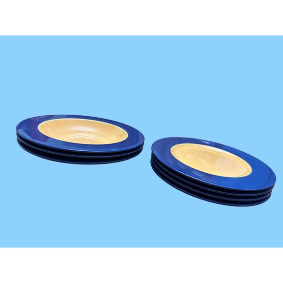 Pagnossin Treviso Ironstone Blue & Orange Pasta Bowls & Salad Plates - Picture 11 of 11